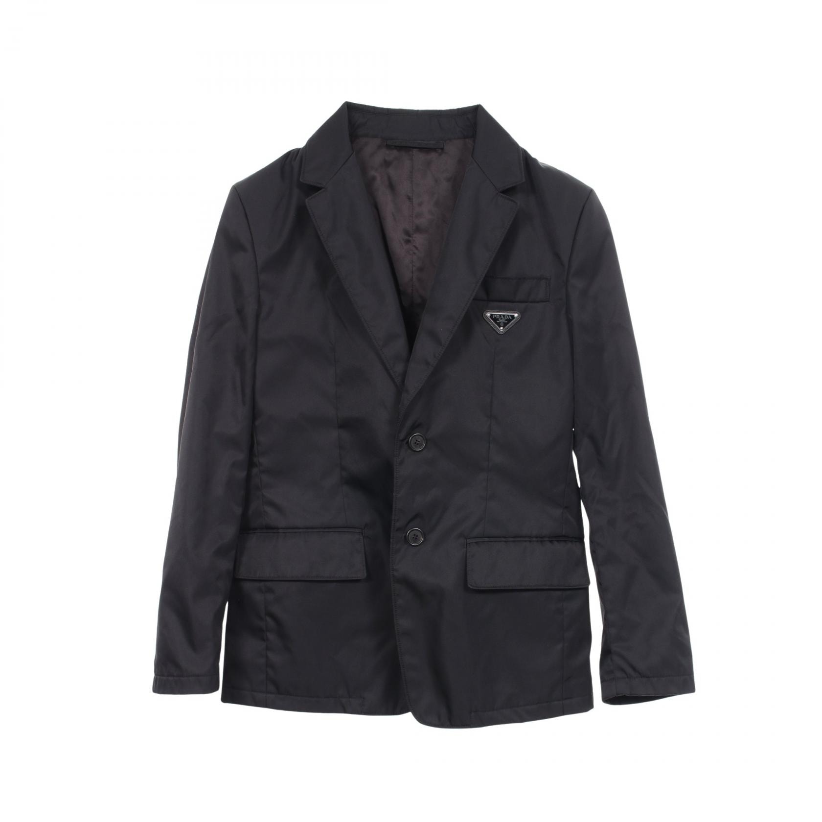 プラダ PRADA Re-Nylon トライアングルロゴ テーラードジャケット 衣料品 アウター ナイロン メンズ ブラック系 SD099 S202 1WQ8 【中古】