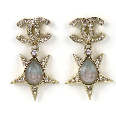 【中古】 シャネル ピアス ココマーク メタル ラインストーン ゴールド メッキ スター アクセサリー レディース 女性 CHANEL