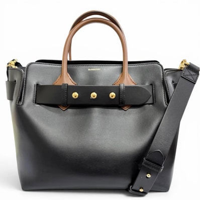 美品 バーバリー ベルトバッグ スモール SM レザー 黒 茶色 8021279