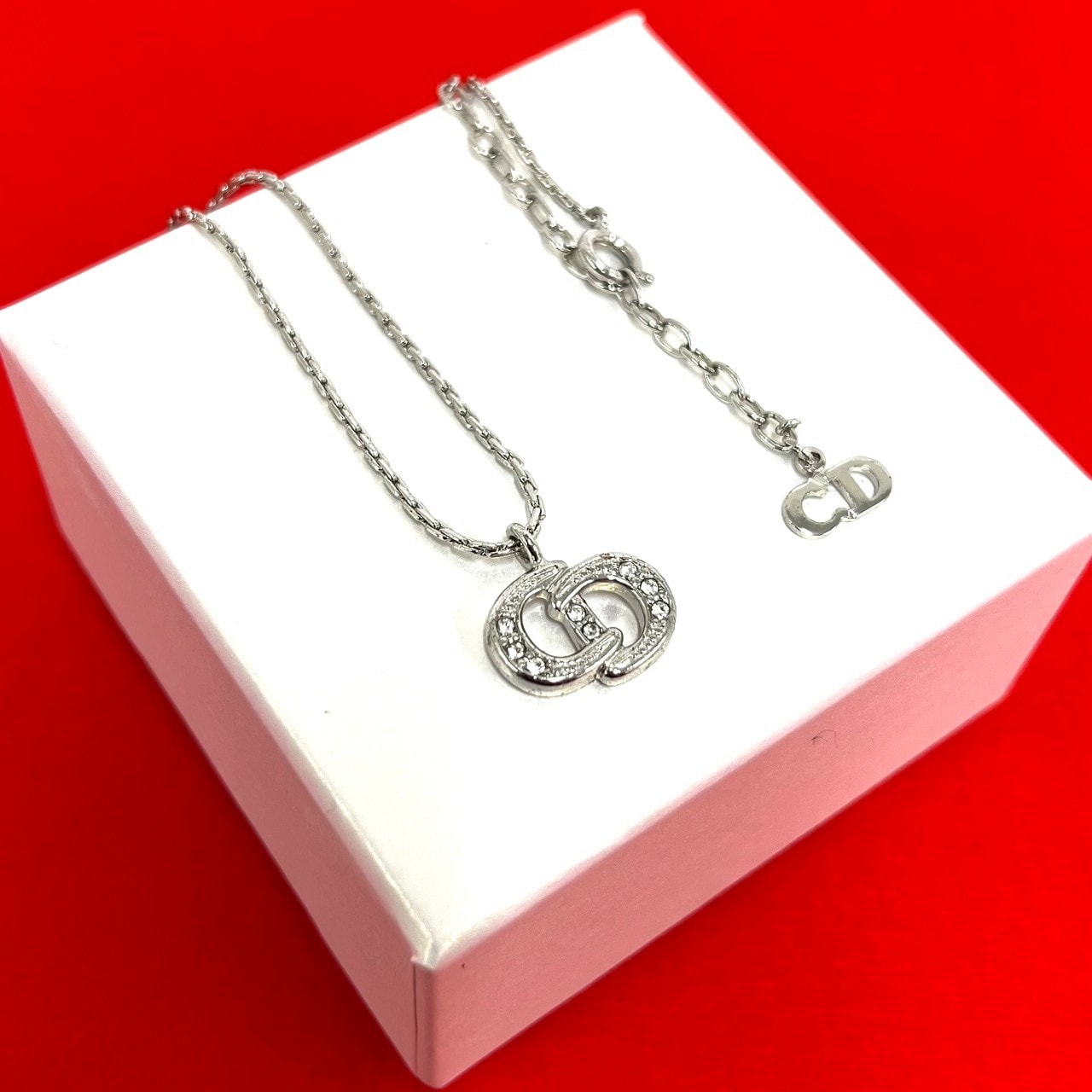Christian Dior ディオール CD ロゴ モチーフ 合金 ラインストーン メッキ ネックレス シルバー
34882