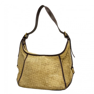 ★SALE【6db1230-k】セリーヌ ショルダーバッグ Cマカダム スウェード ベージュ ゴールド金具【中古】レディース