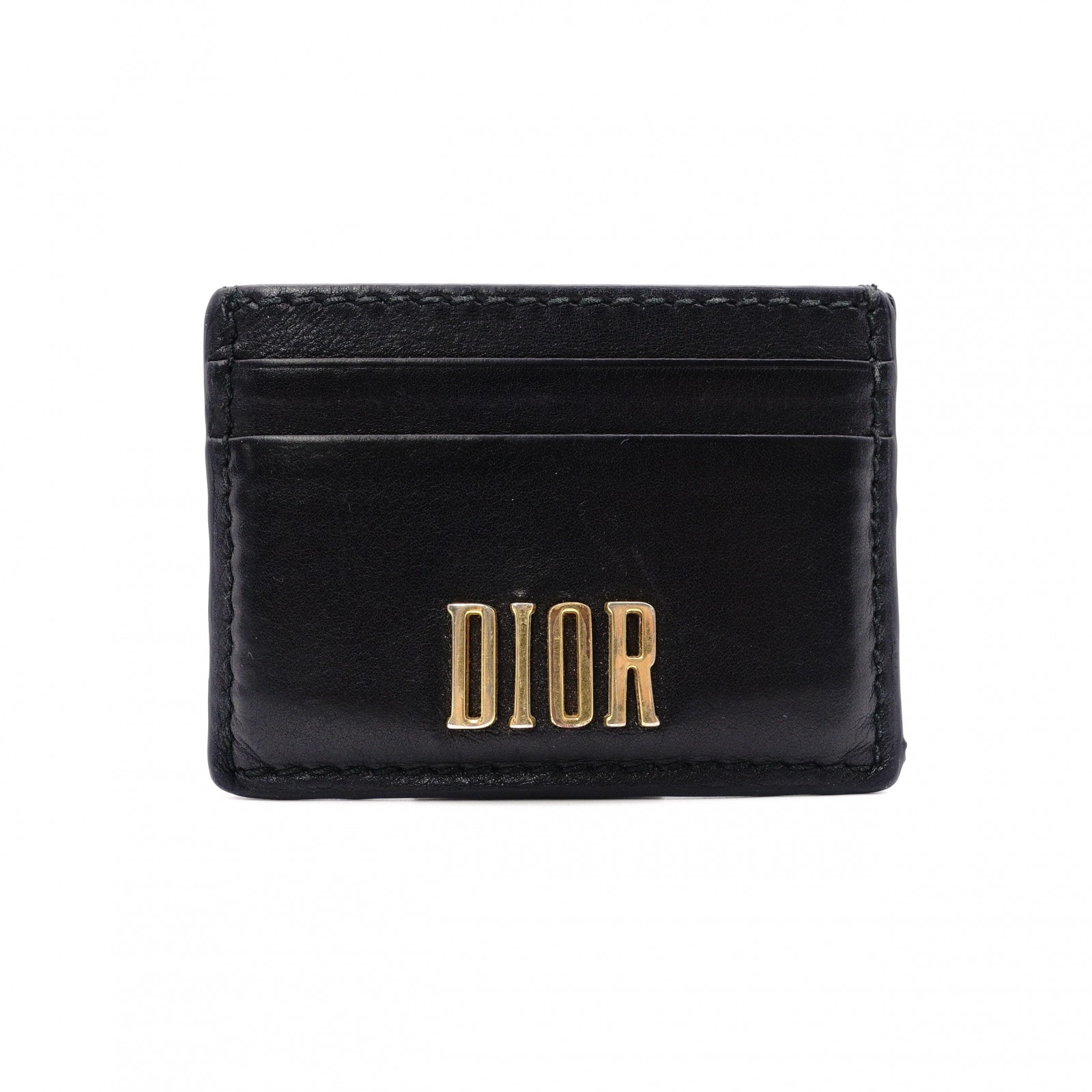 Dior ディオール カードケース レザー ブラック ロゴ ゴールド金具