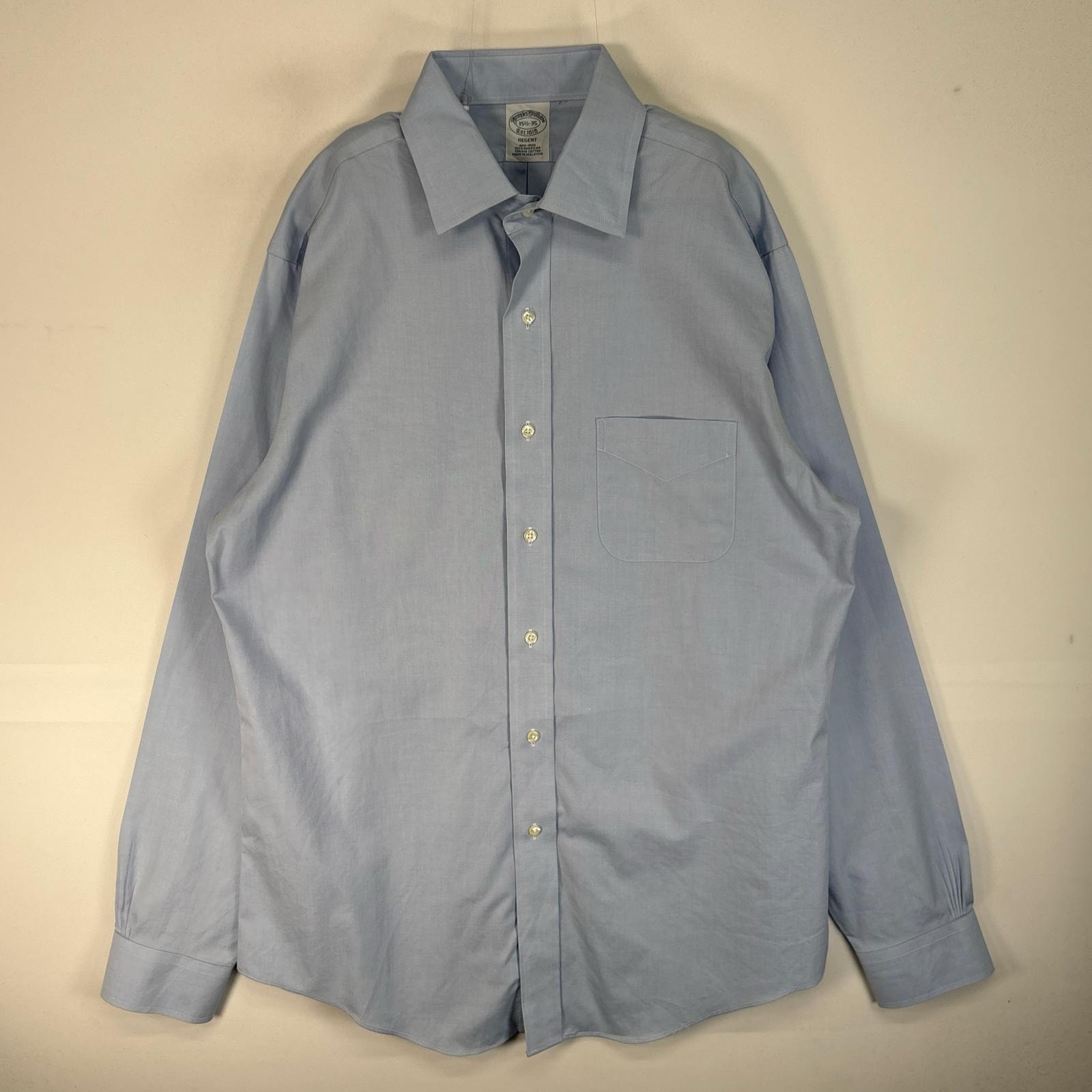 古着 ブルックスブラザーズ Brooks Brothers 長袖シャツ 胸ポケ カラーステイ REGENT M ブルー系 無地 メンズ