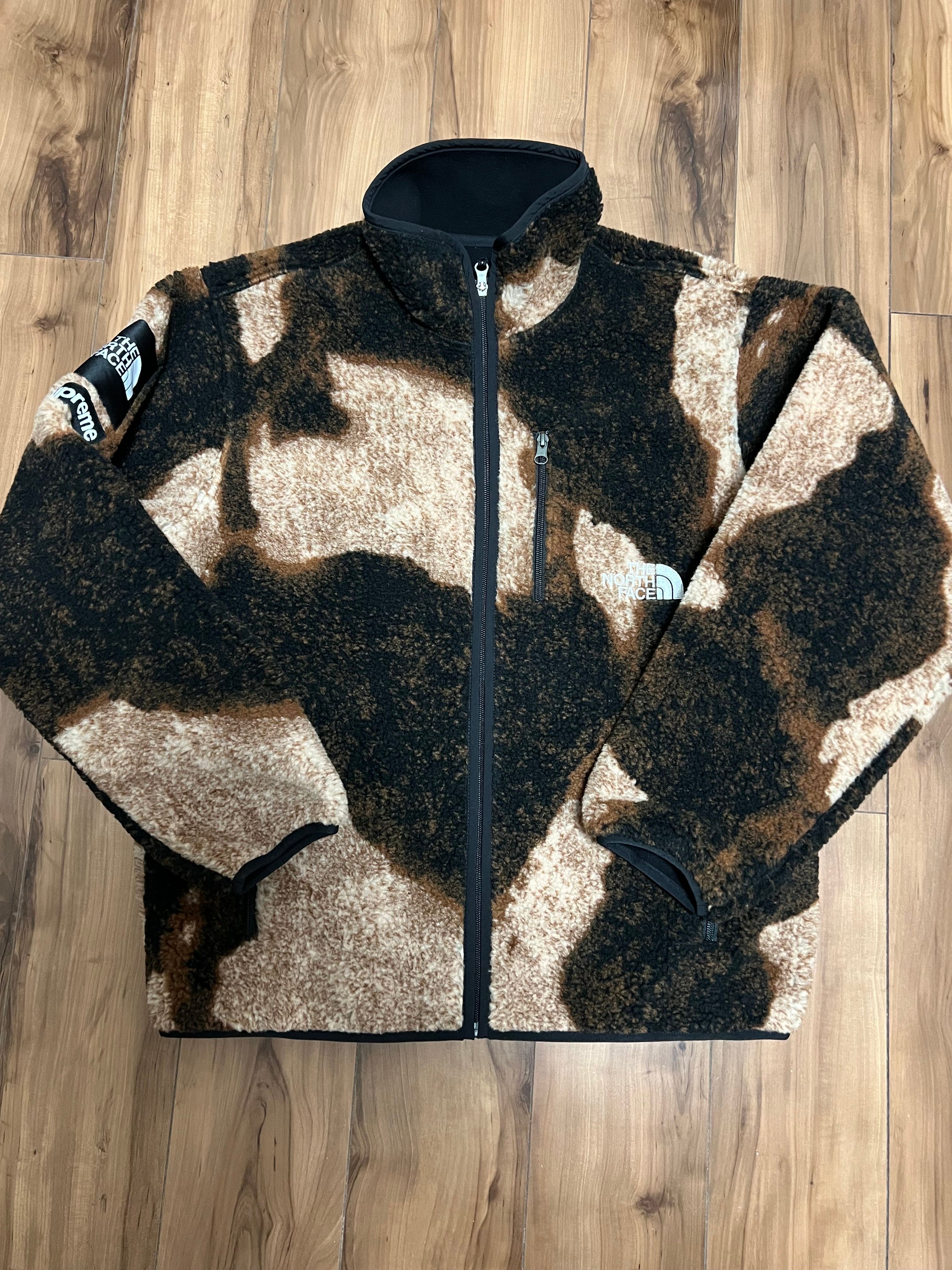 Supreme x The North Face Bleached Denim Print Fleece Jacket "Black"