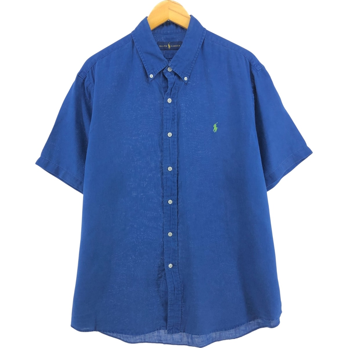 古着 ラルフローレン Ralph Lauren 半袖 リネン ボタンダウンシャツ メンズXL相当/eaa553974