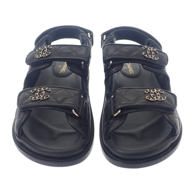 シャネル CHANEL フットベット サンダル G35927 X56140 94305 サンダル グレインカーフレザー キャビアスキン ブラック レディース【中古】【Aランク】