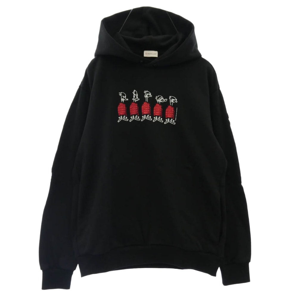 MONCLER モンクレール パーカー 22AW H20918G00038 809KR モンクレールジャパンタグ HOODIE ワッペン付 ダックプリント プルオーバーパーカー ブラック ブラック系 M【中古】
