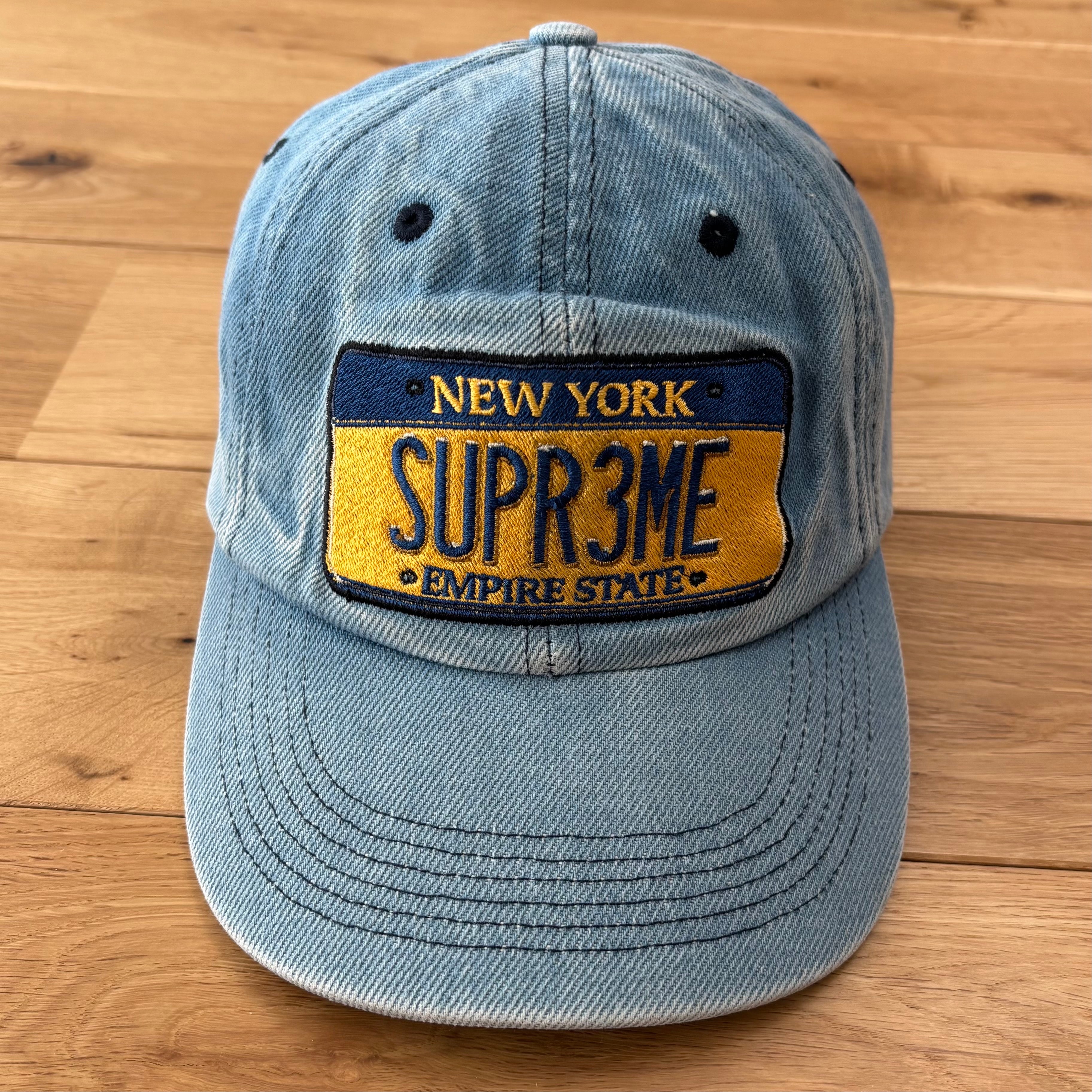 Supreme License Plate 6-Panel "Washed Blue"