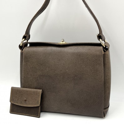 GUCCI(グッチ)オールドグッチ ヴィンテージ ショルダーバッグ ブラウン レザー ターンロック ゴールド金具 レディース【中古】