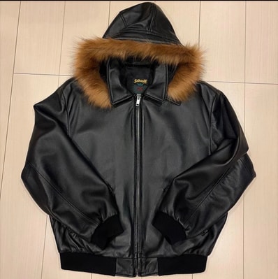 Supreme Schott Hooded Leather Bomber Jacket "Black"