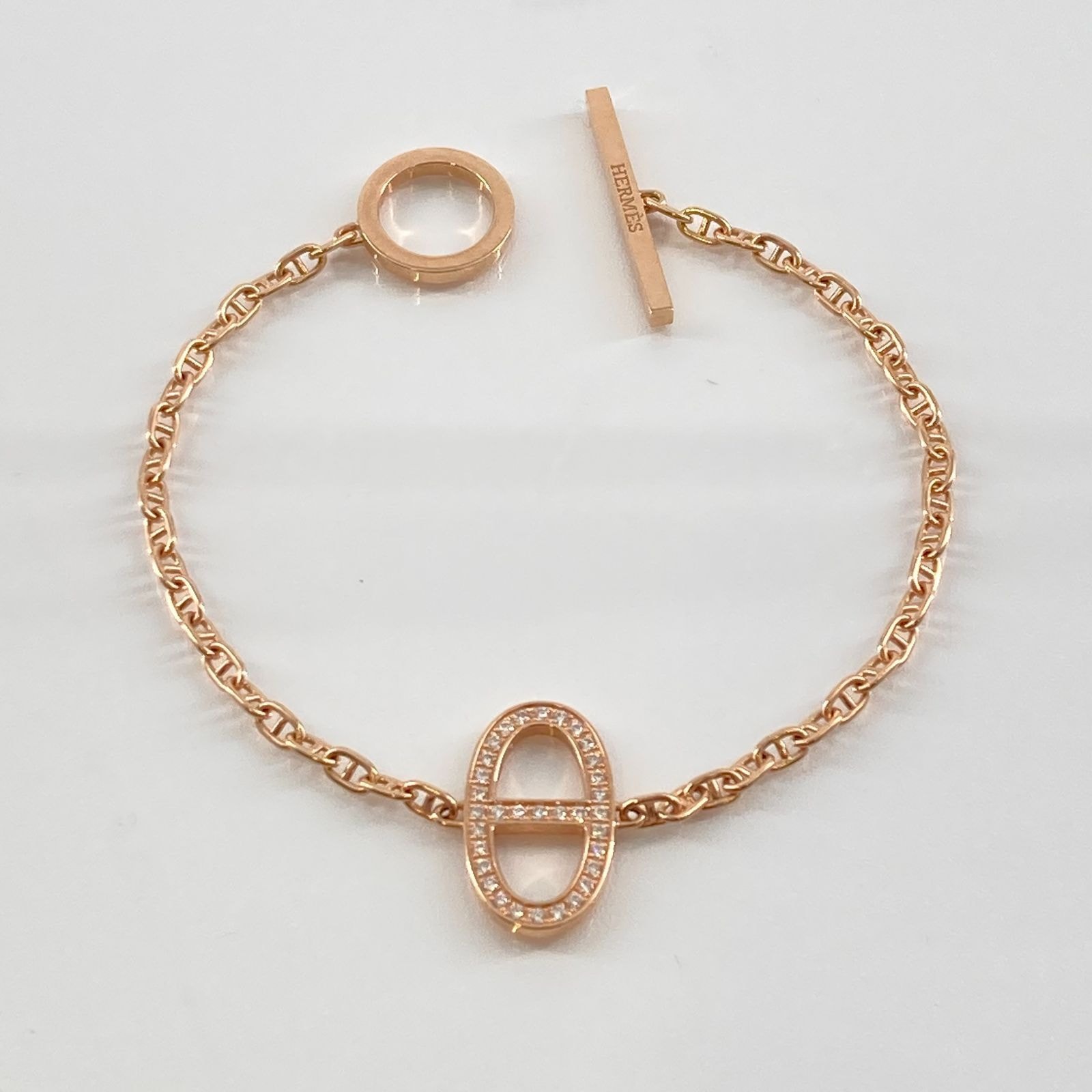 HERMES(エルメス) シェーヌダンクル コントゥール XS ダイヤモンドブレスレット Au750(PG) ゴールド