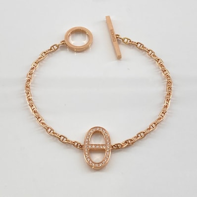 HERMES(エルメス) シェーヌダンクル コントゥール XS ダイヤモンドブレスレット Au750(PG) ゴールド
