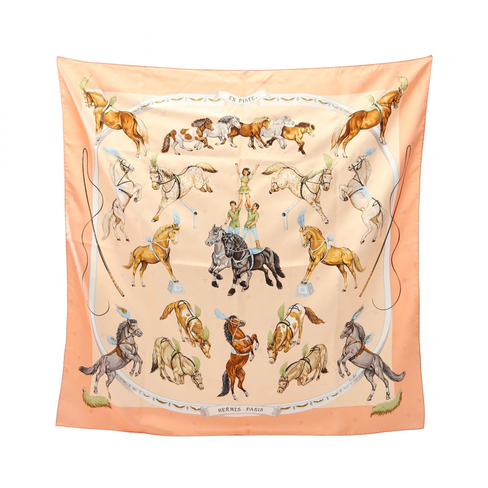 エルメス HERMES カレ90 EN PISTE スカーフ 衣料品 シルク シルク レディース ピンク系 / マルチカラー 【中古】