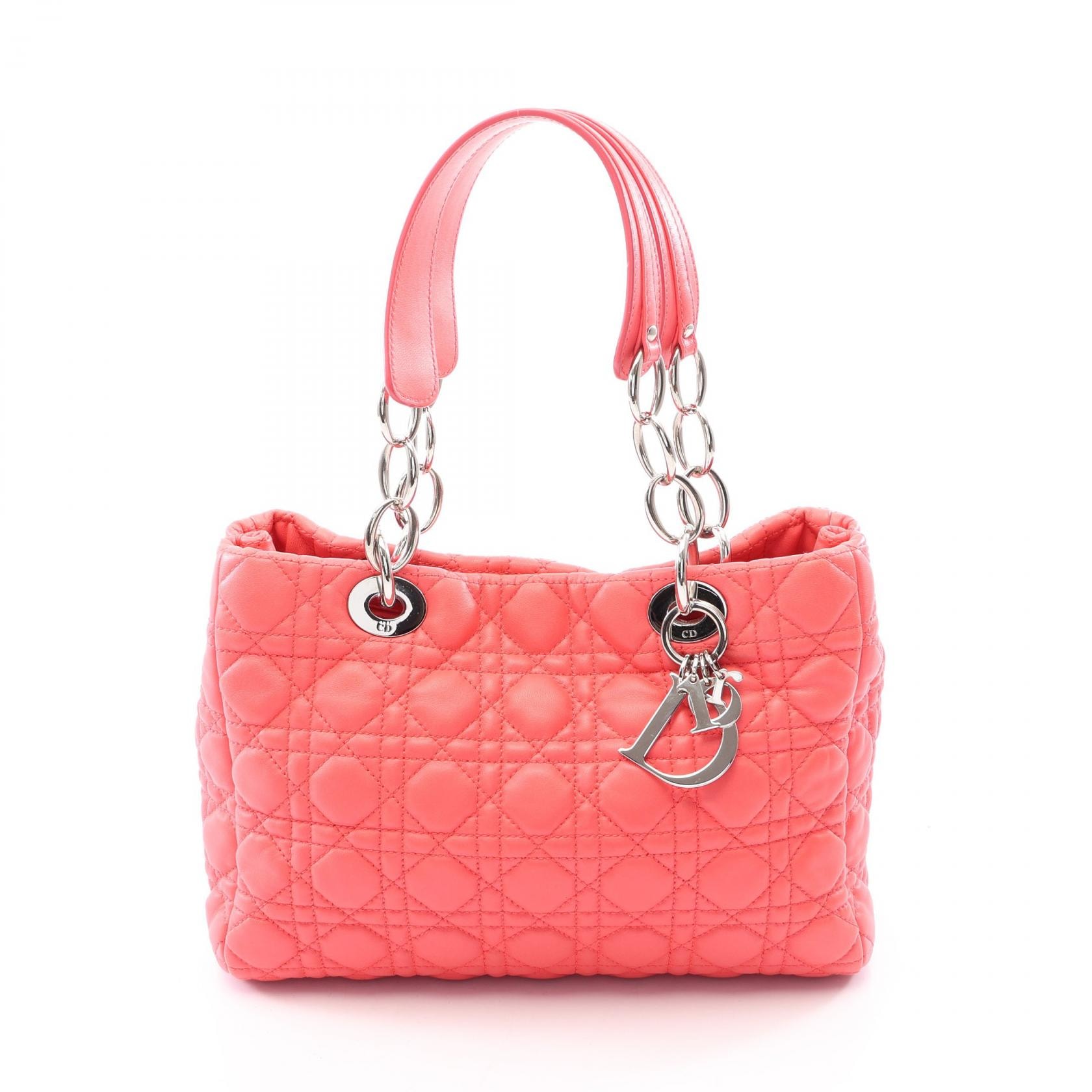 ディオール Dior カナージュ トートバッグ バッグ レザー レディース ピンク系 【中古】