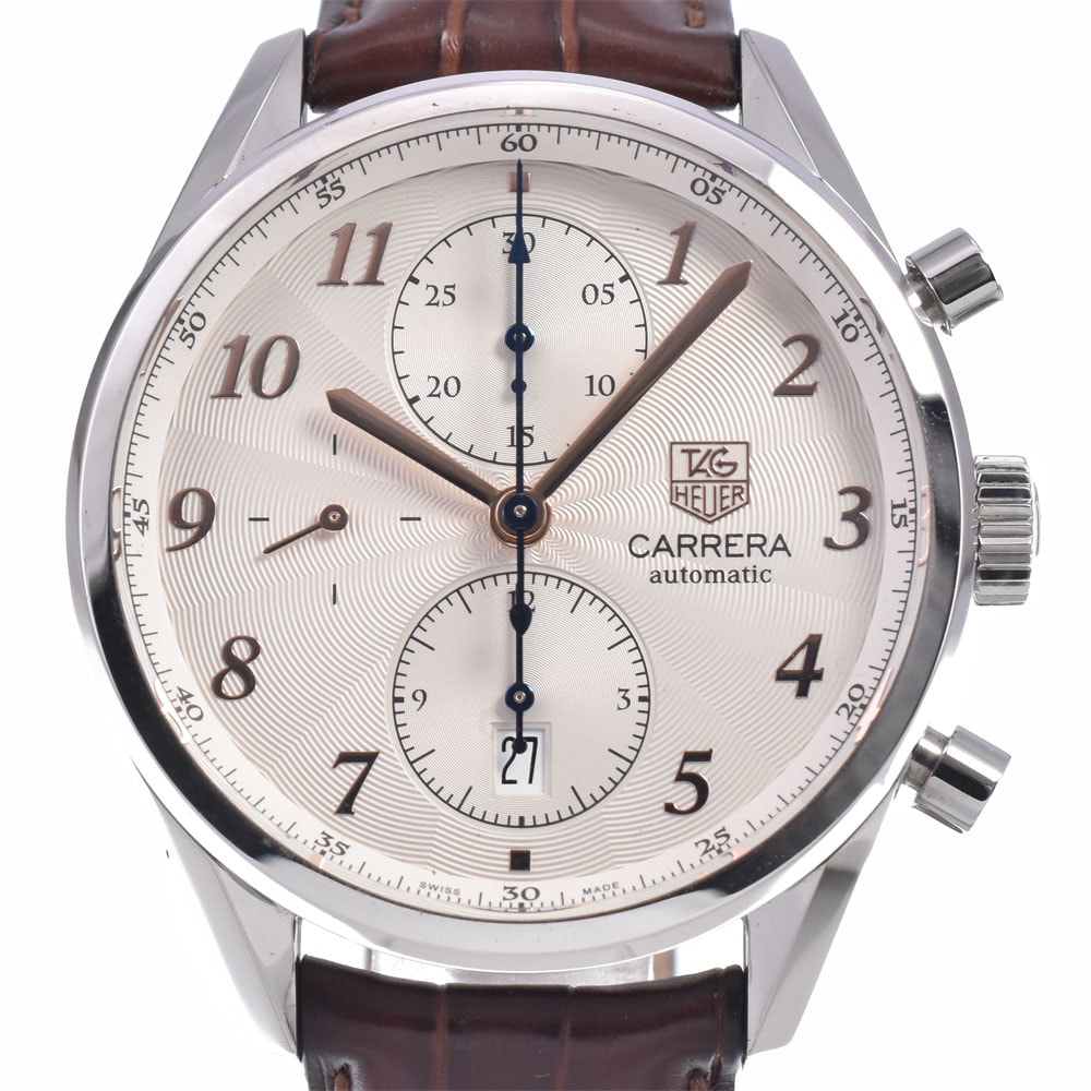 タグホイヤー TAG HEUER CAS2112 カレラ ヘリテージ クロノグラフ シルバー 自動巻き メンズ 美品 腕時計 Q#149063