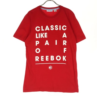 Reebok リーボック 英字プリント 半袖 クルーネック Tシャツ レッド