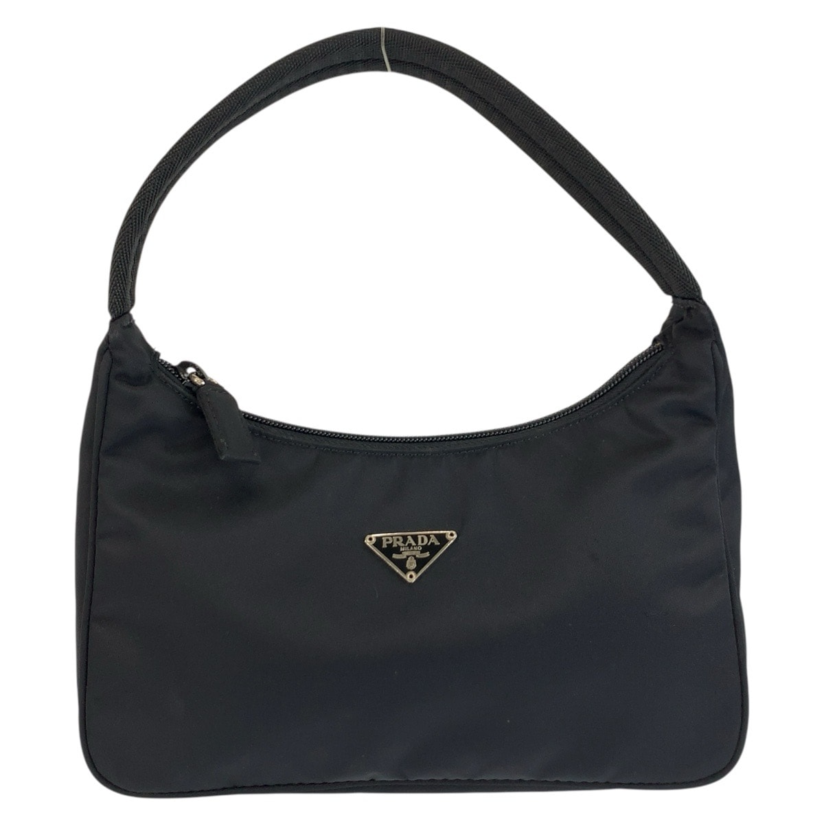 美品 PRADA プラダ テスート 三角ロゴプレート ブラック 黒 シルバー金具 ナイロン ハンドバッグ アクセサリーポーチ 603507 【中古】