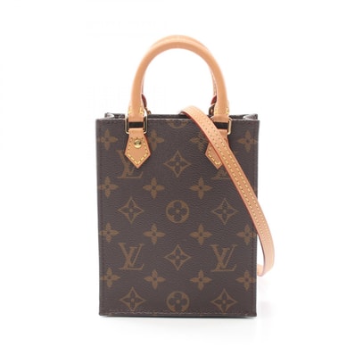 ルイ・ヴィトン LOUIS VUITTON プティット サックプラ ハンドバッグ バッグ PVCコーティングキャンバス レザー モノグラム レディース ブラウン系 M69442 【中古】