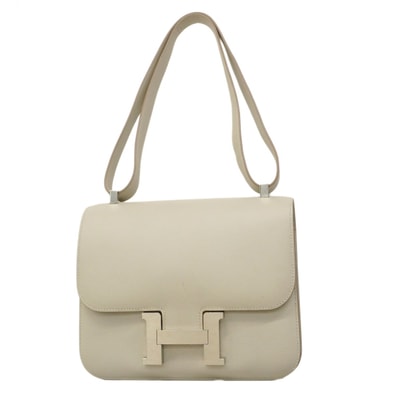 【6da0693】エルメス ショルダーバッグ コンスタンス24 エバーカラー パールグレー シルバー金具 C刻印【中古】レディース