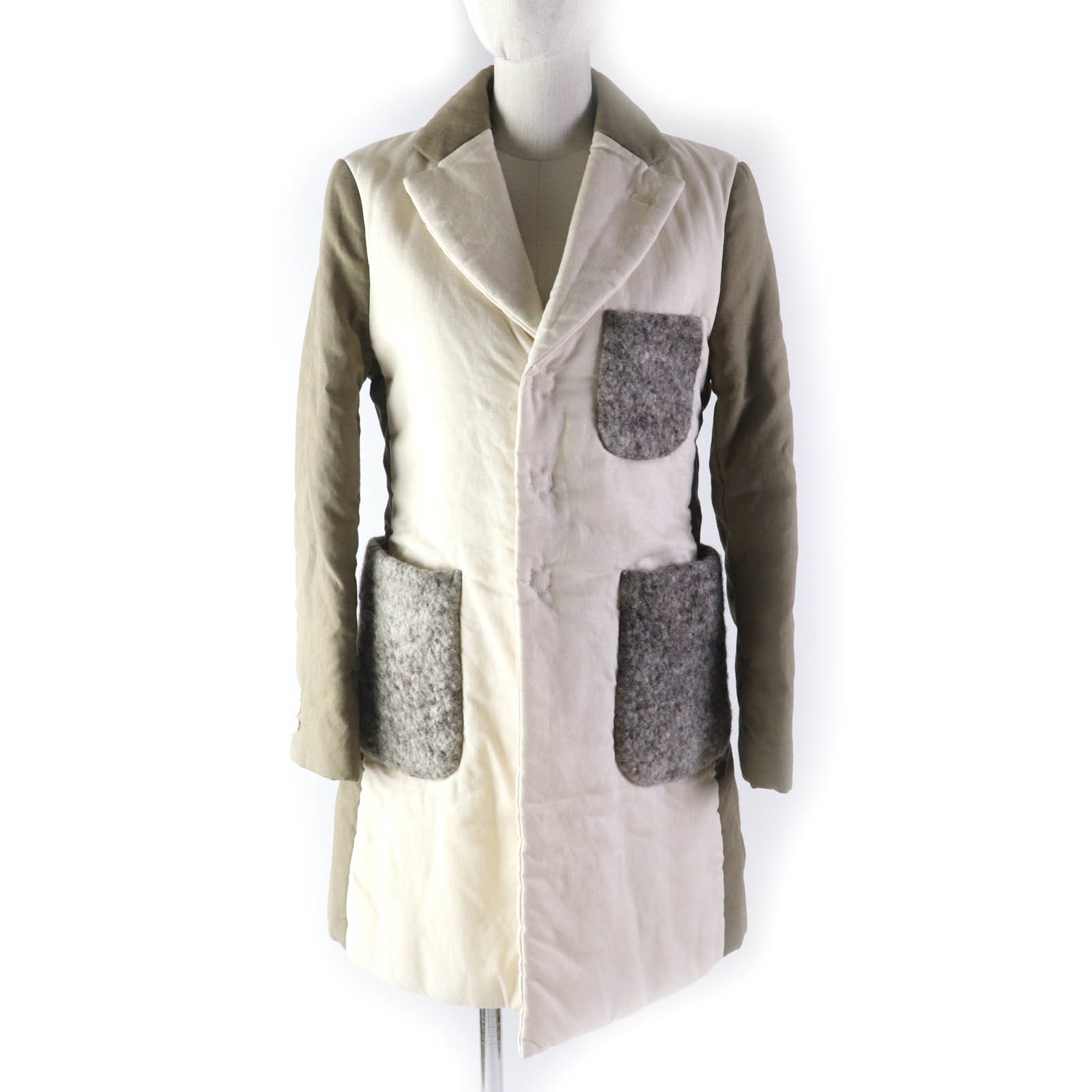 極美品 コムデギャルソン
チェスターコート カーキ アイボリー レディース S GT-J025