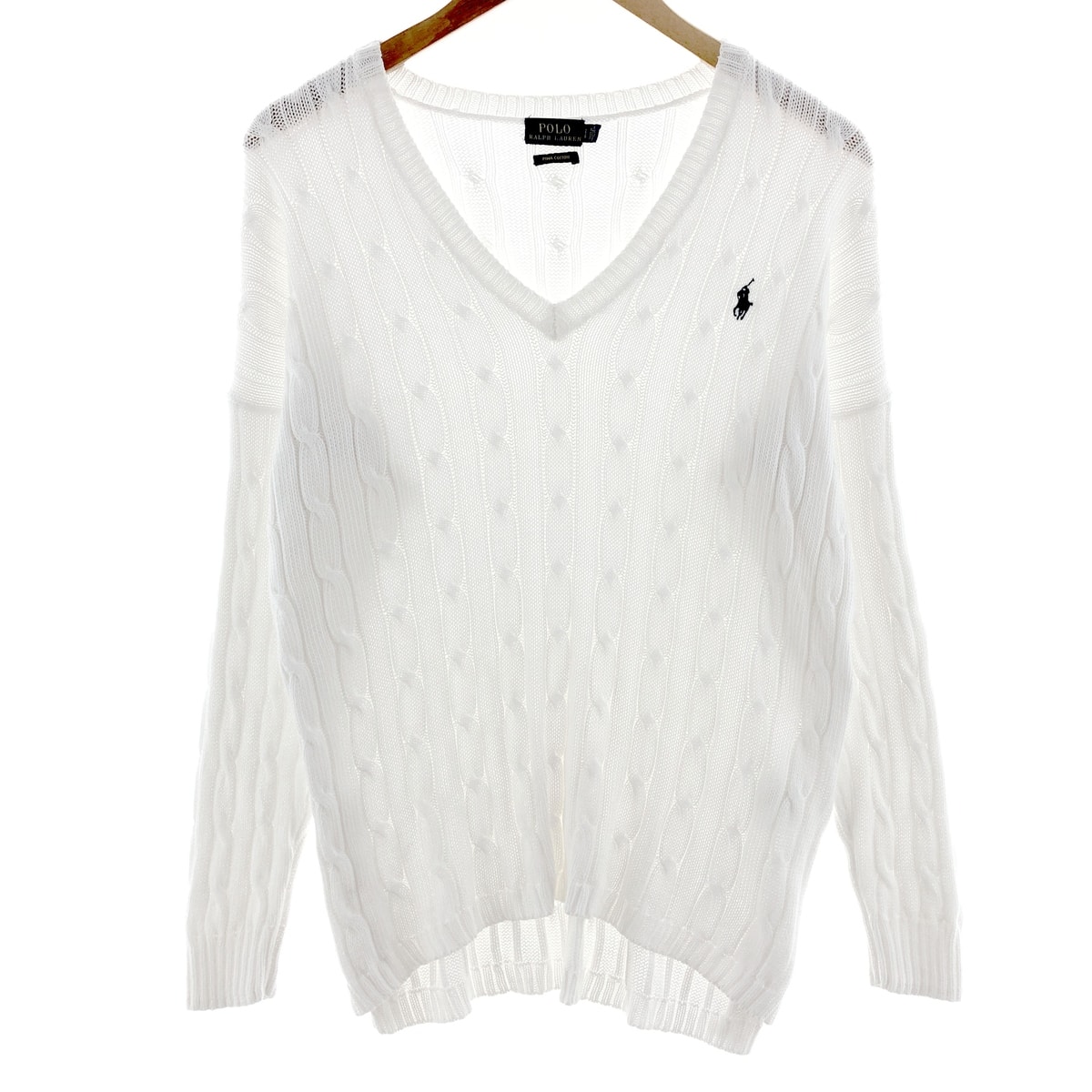 古着 ラルフローレン Ralph Lauren POLO RALPH LAUREN PIMA COTTON ケーブル編み Vネック コットンニットセーター メンズM相当/eaa380790