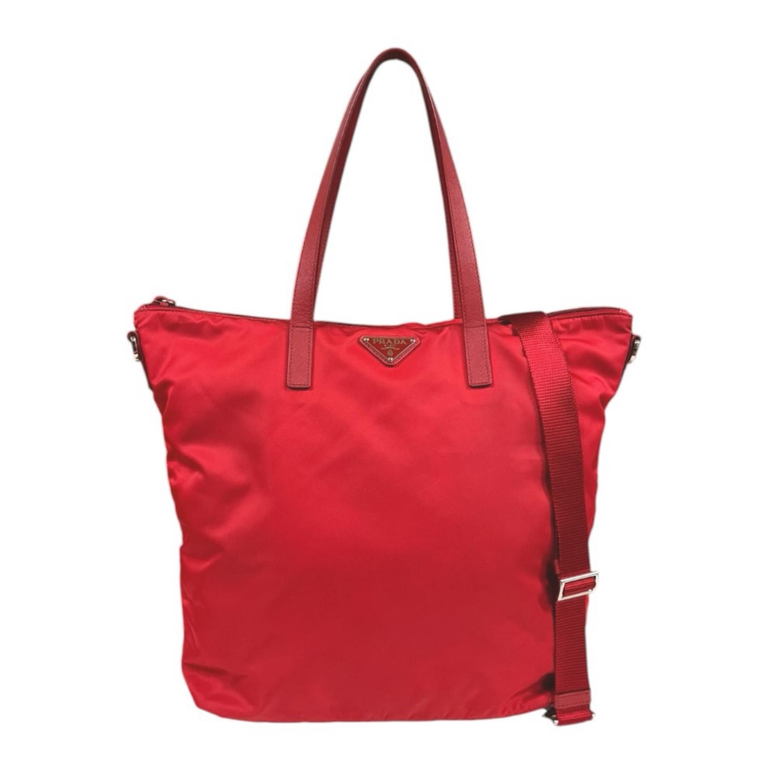 プラダ トートバッグ ナイロン レッド レディース PRADA  中古