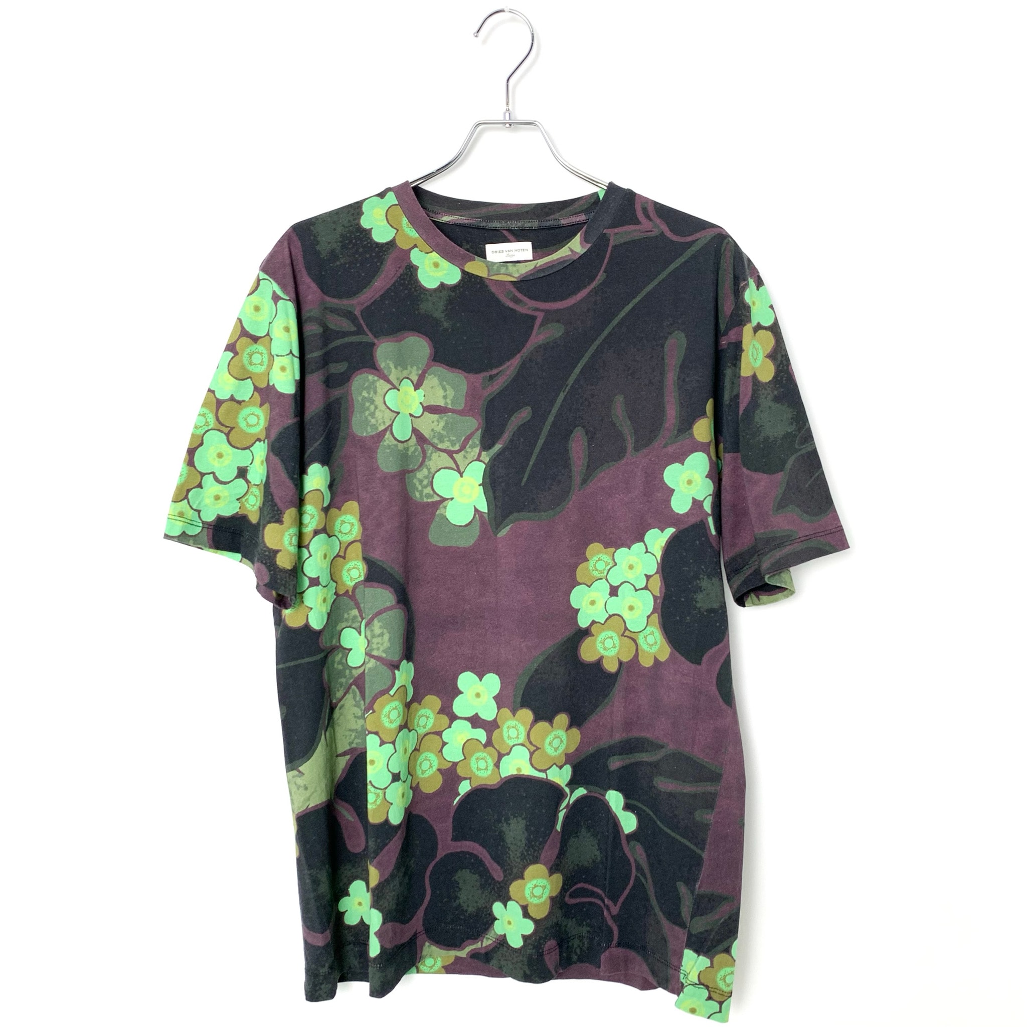Dries Van Noten floral pattern graphic Tee mulch colour