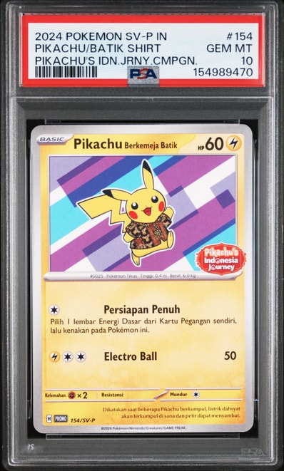 PSA9】バティックシャツを着たピカチュウ (ネイティオ柄) P [SV-P 154 PSA9】バティックシャツを着たピカチュウ (ネイティオ柄) P [SV-P 154