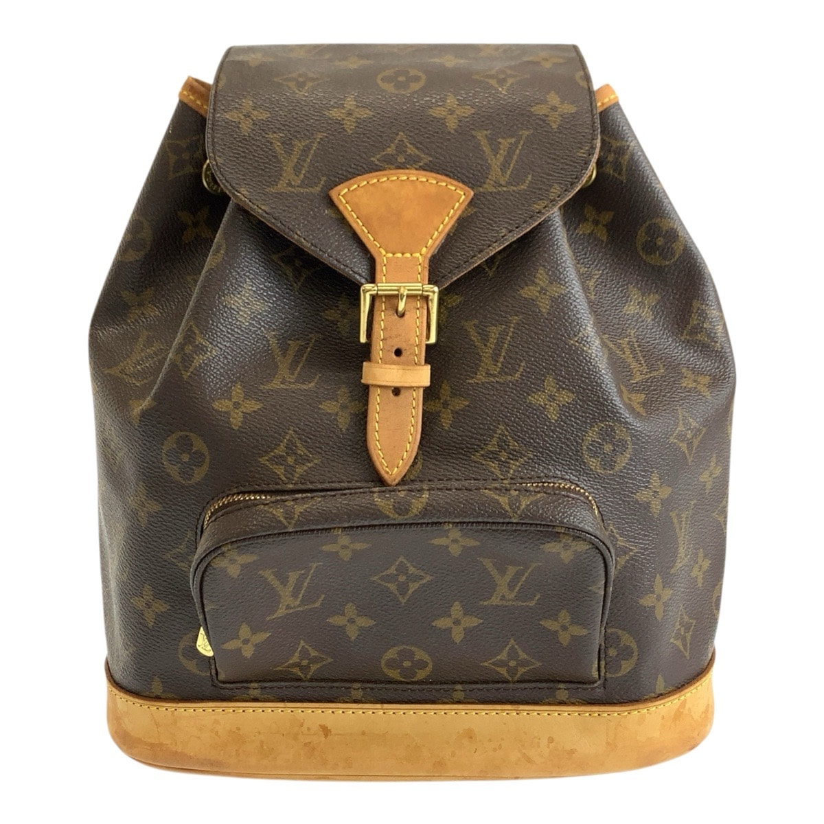LOUIS VUITTON ルイヴィトン モノグラム モンスリMM ブラウン ゴールド金具 PVC レザー/ リュックサック バックパック 1-0292486 【中古】