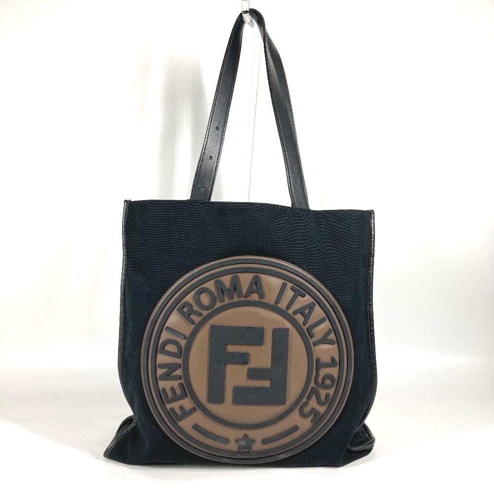 フェンディ FENDI ロゴ FF 7VA435 縦型 ショルダーバッグ 肩掛け カバン トートバッグ キャンバス/レザー ブラック 美品