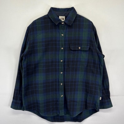 古着 ザ・ノースフェイス THE NORTH FACE 長袖シャツ アウトドア チェック柄 胸ポケット 無地 ネルシャツ M マルチカラー レディース