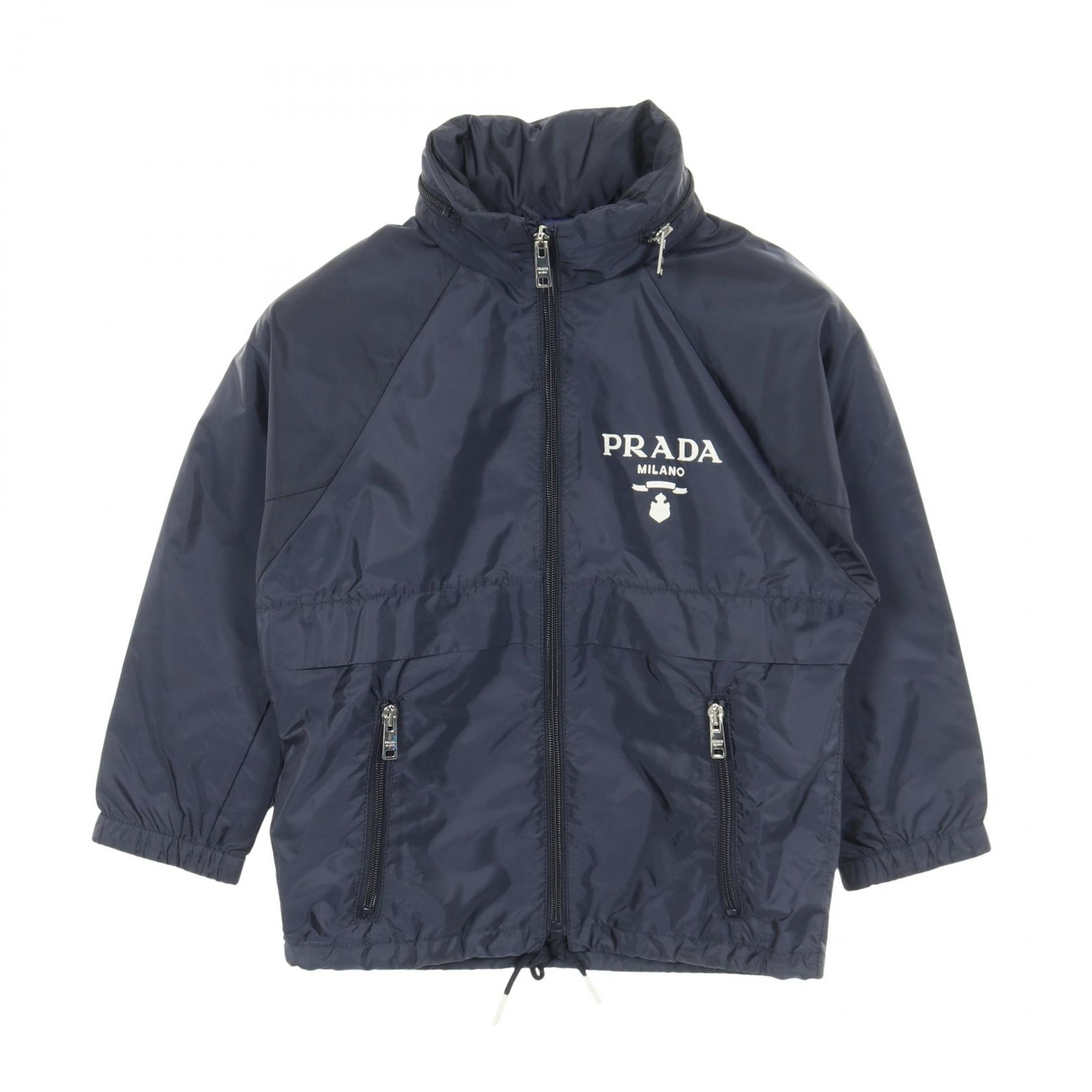プラダ PRADA Re-Nylon ライト レインジャケット ナイロンジャケット 衣料品 アウター ナイロン レディース ネイビー系 【中古】