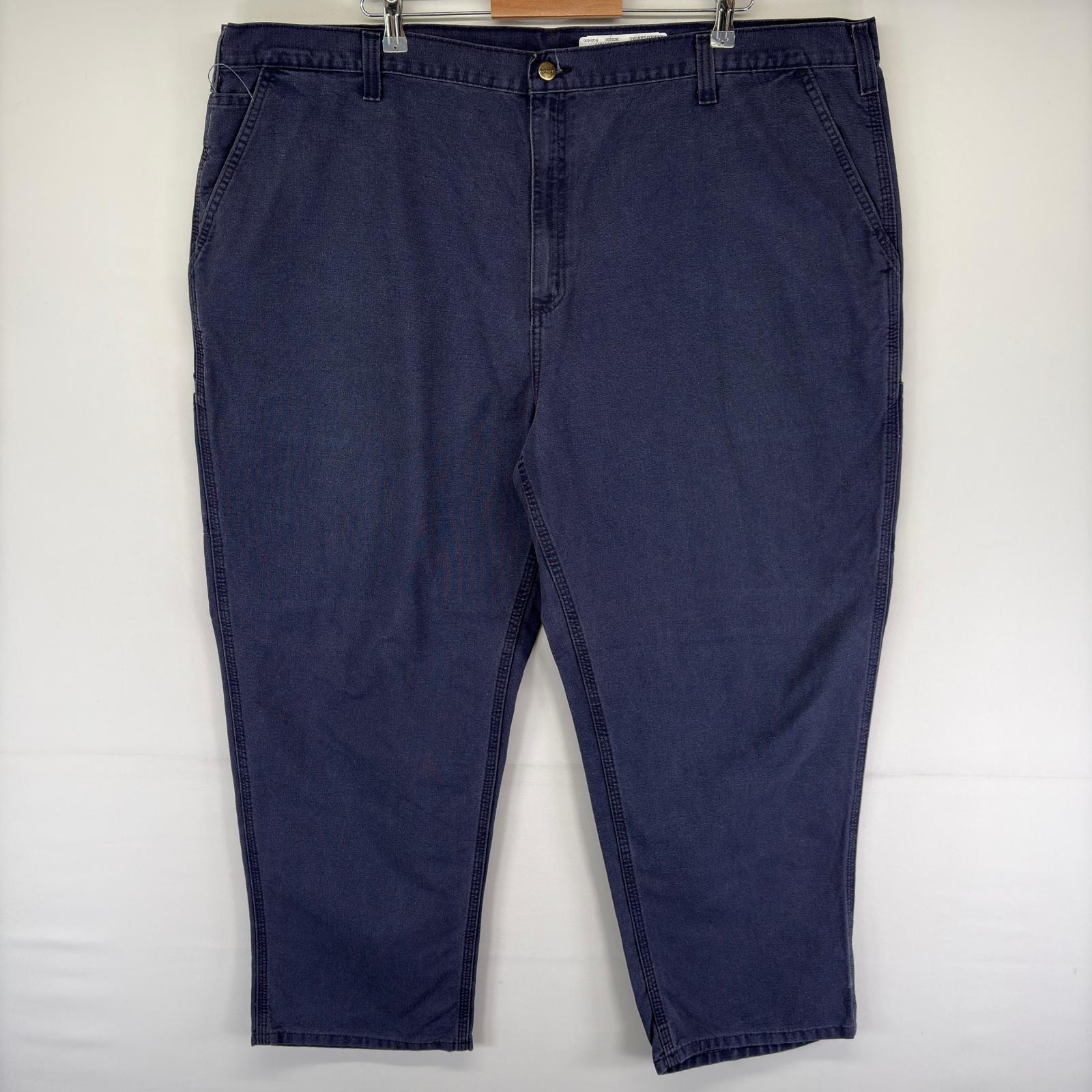 古着 カーハート Carhartt ダック パンツ ツールポケット ワンポイントロゴ ジップフライ 大きいサイズ w48 L30  ネイビー系 メンズ