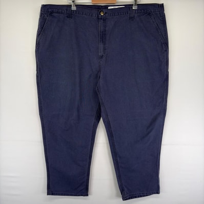 古着 カーハート Carhartt ダック パンツ ツールポケット ワンポイントロゴ ジップフライ 大きいサイズ w48 L30 ネイビー系 メンズ