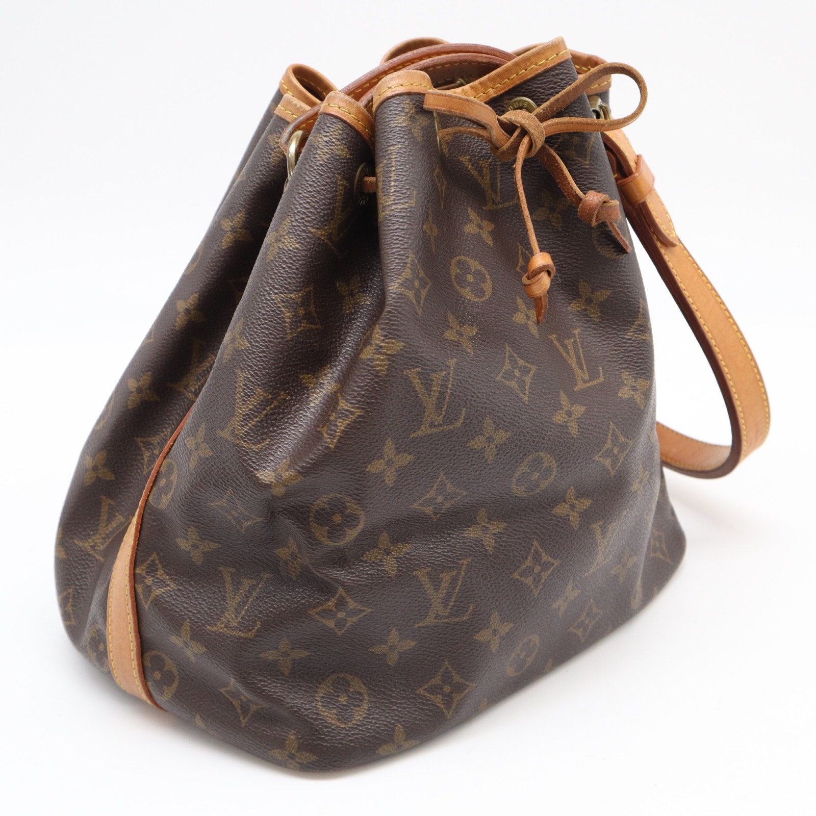 LOUIS VUITTON ルイ・ヴィトン モノグラム プチノエ M42226 ハンドバッグ ブラウン コーティングキャンバス レザー レディース