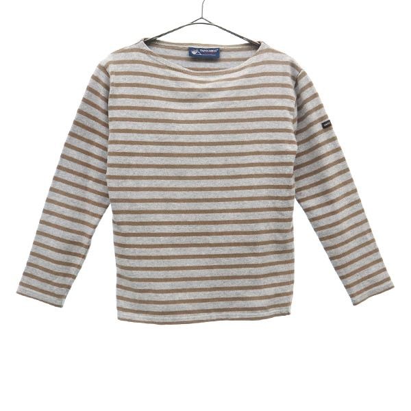 SAINT JAMES セントジェームス フランス製 ボーダー 長袖 バスクシャツ XXS グレー×ブラウン カットソー Tシャツ