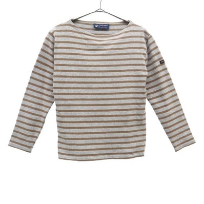 SAINT JAMES セントジェームス フランス製 ボーダー 長袖 バスクシャツ XXS グレー×ブラウン カットソー Tシャツ