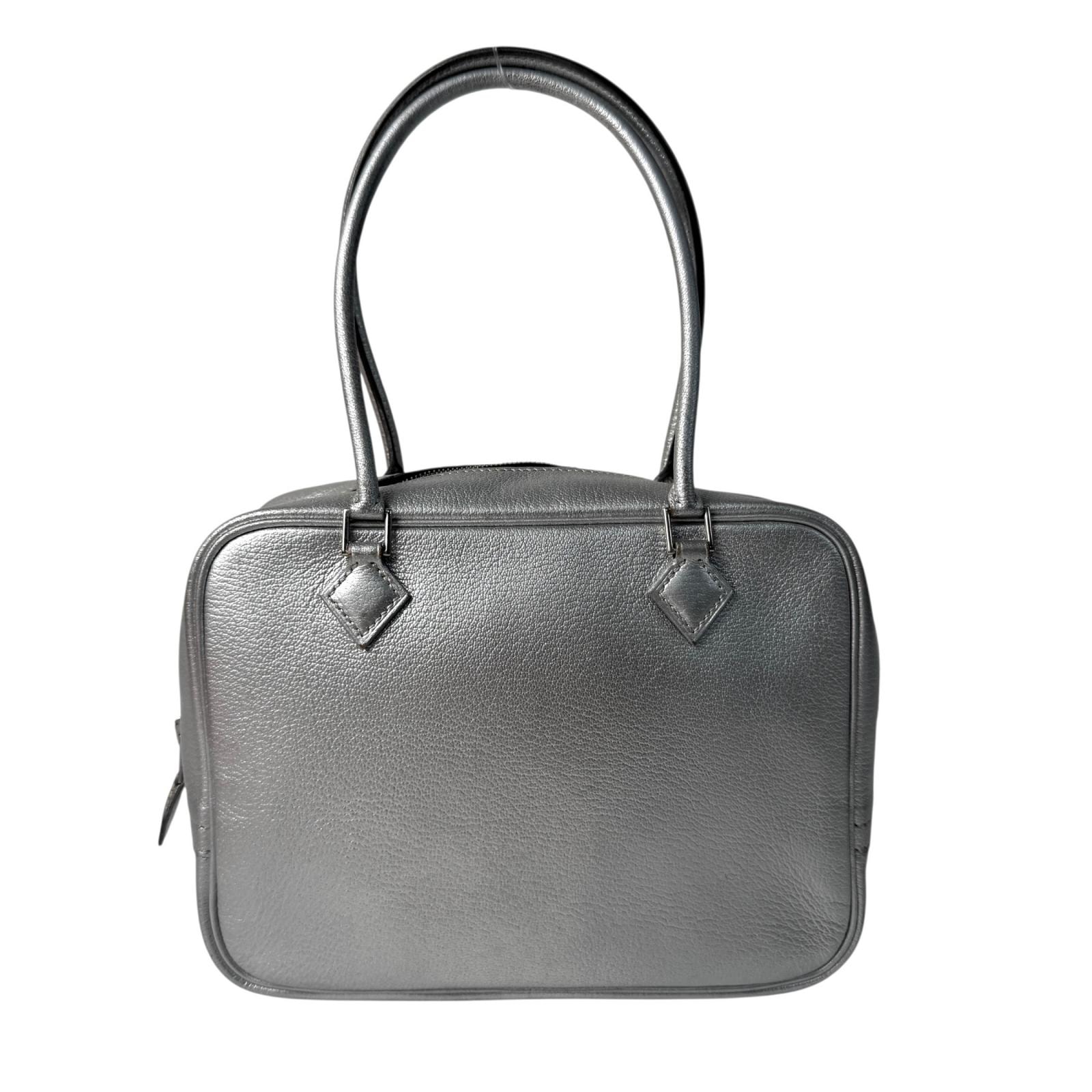 エルメス HERMES ミニ プリュム 20 オリンピック限定 ハンドバッグ シルバー H刻印 レディース
