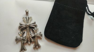 Chrome Hearts Small Triple CH Cross Pendant Top "Silver"