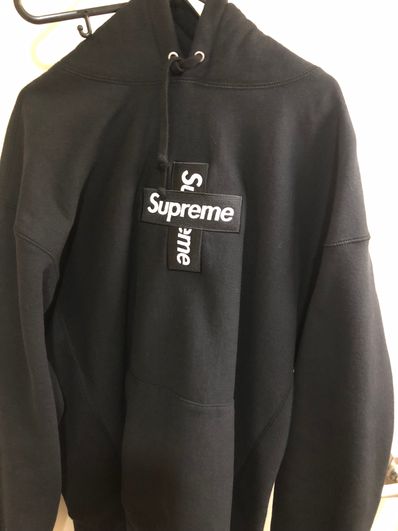 Supreme Cross Box Logo Hooded Sweatshirt "Black"
