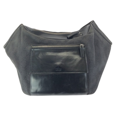 GUCCI グッチ ブラック 黒 シルバー金具 GGキャンバス レザー/ ボディバッグ ショルダーバッグ 602158 【中古】