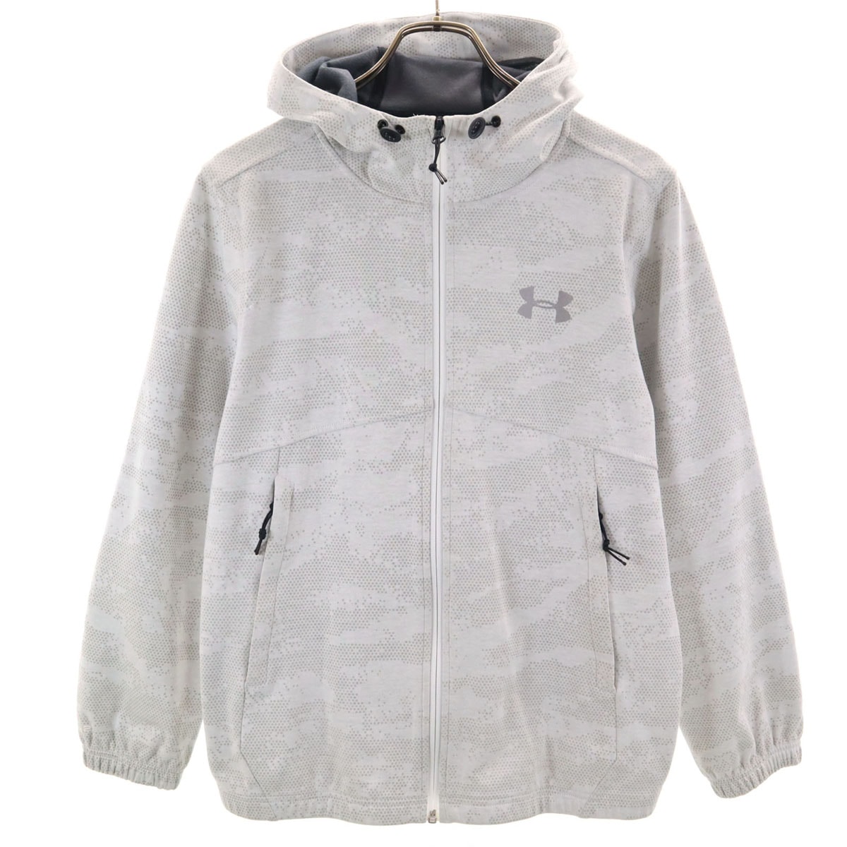 UNDER ARMOUR アンダーアーマー 総柄 長袖 UA スプリングスワケットノベルティ パーカー SM ライトグレー