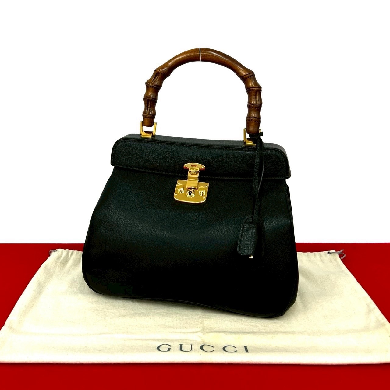 GUCCI グッチ バンブー レディロック レザー ハンドバッグ ブラック
33787