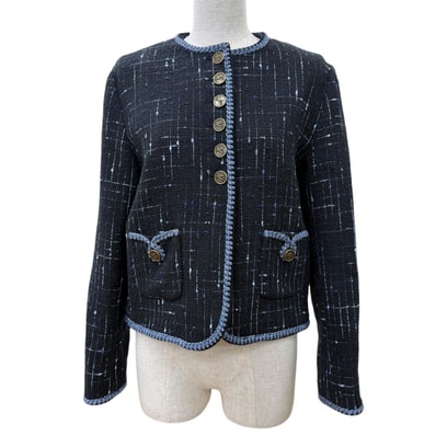 極美品 エトロ ノーカラージャケット ブラック レディース 40