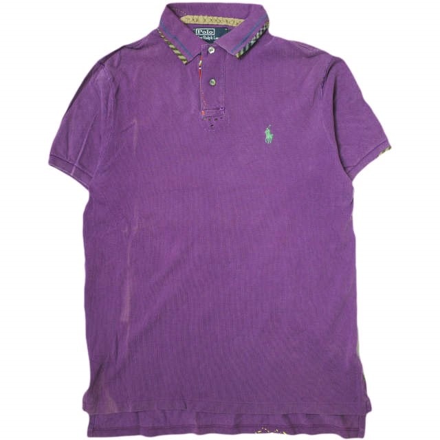 Polo by Ralph Lauren ポロバイラルフローレン S/S BEADS&PATCH WORK POLO SHIRTS ビーズ&パッチワーク鹿の子ポロシャツ S パープル 半袖 ポニー刺繍 トップス g16381