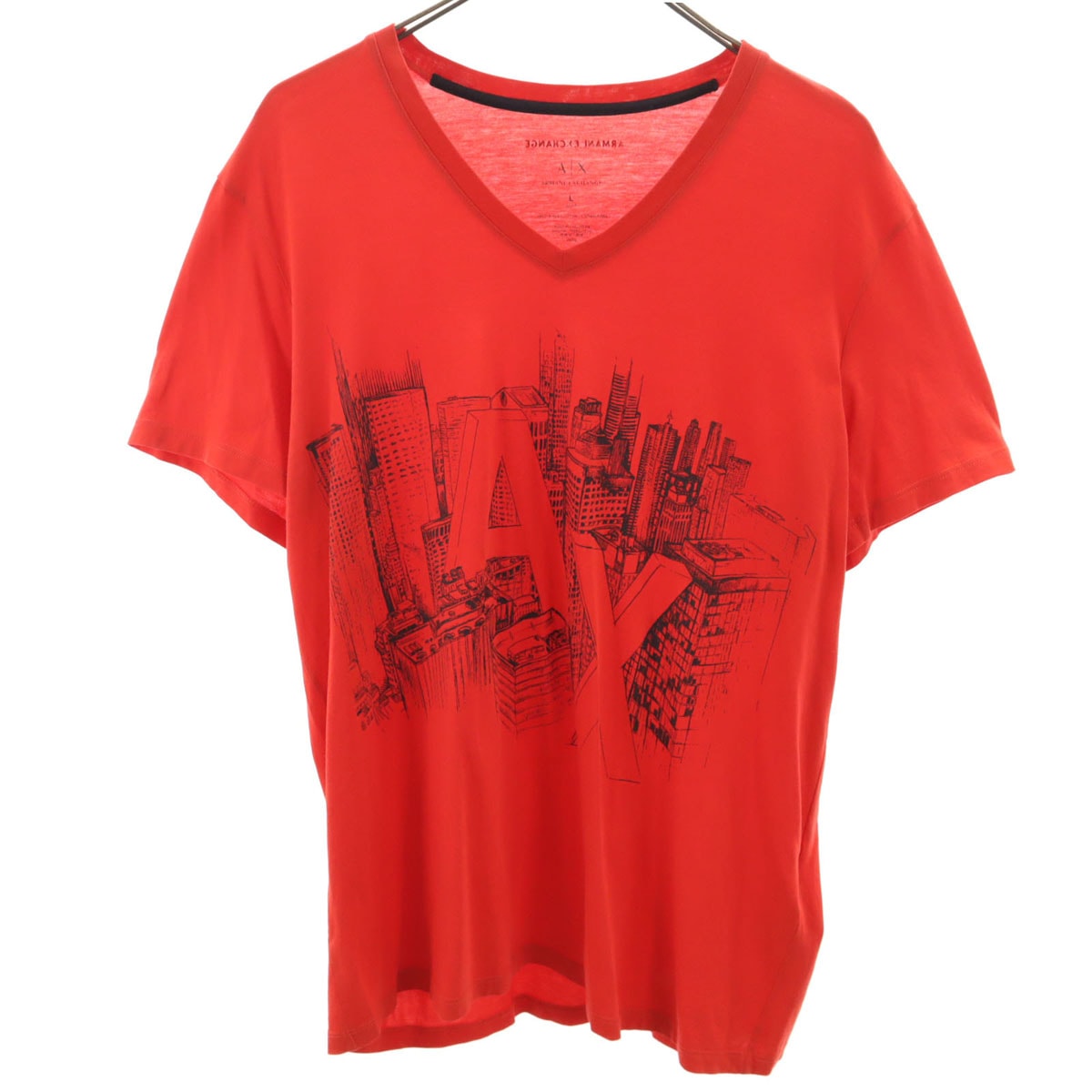 ARMANI EXCHANGE アルマーニエクスチェンジ 半袖 Vネック Tシャツ L レッド