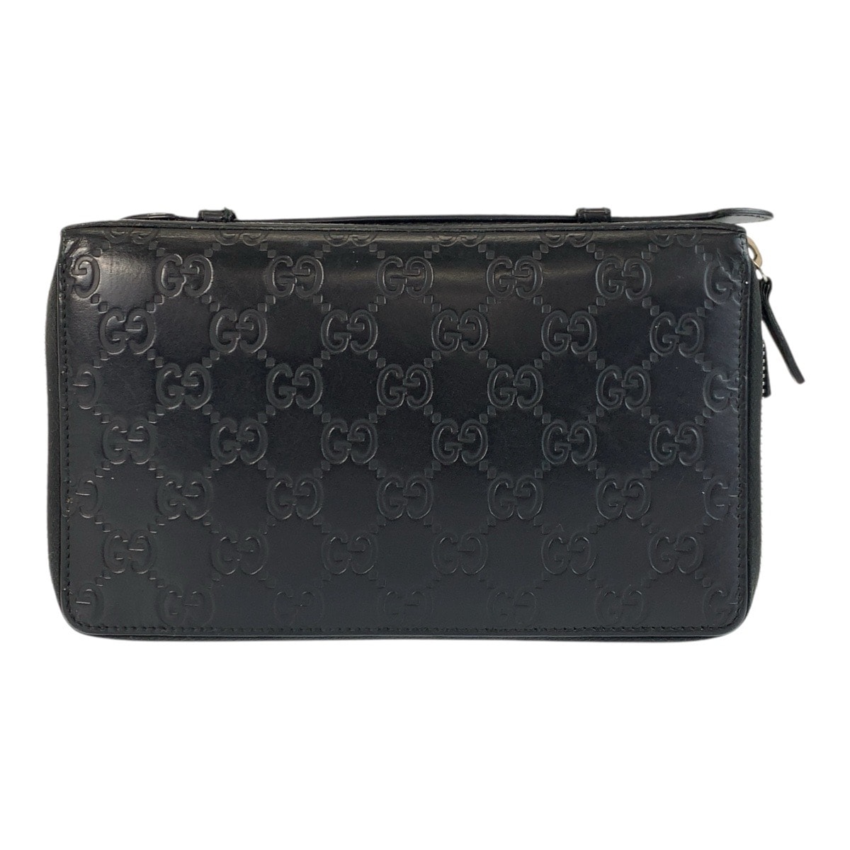 GUCCI グッチ グッチシマ ブラック 黒 シルバー金具 レザー 長財布 オーガナイザー 600786 【中古】