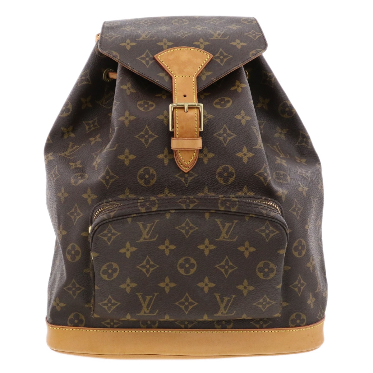 LOUIS VUITTON ルイ・ヴィトン バッグパック モンスリ GM リュック・デイパック M51135 モノグラム ヌメ革 ブラウン  ユニセックス【中古】
