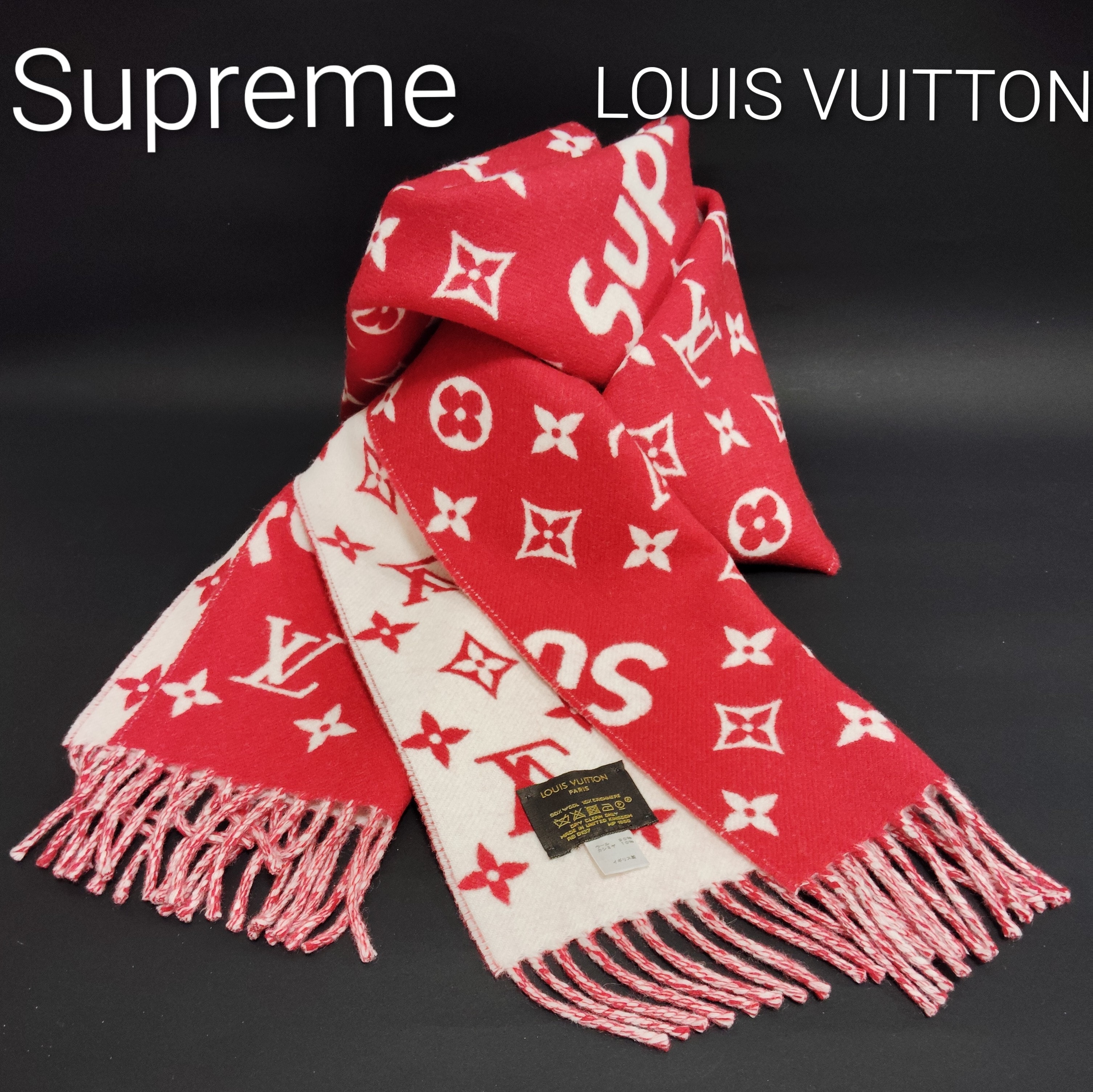 LOUIS VUITTON ルイヴィトン スカーフ レッド A-8803 スカーフ LOUIS
