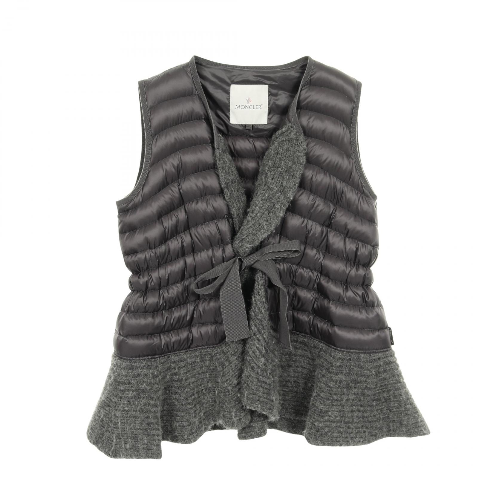 モンクレール MONCLER MAR ダウンベスト 衣料品 アウター ナイロン レディース グレー系 【中古】